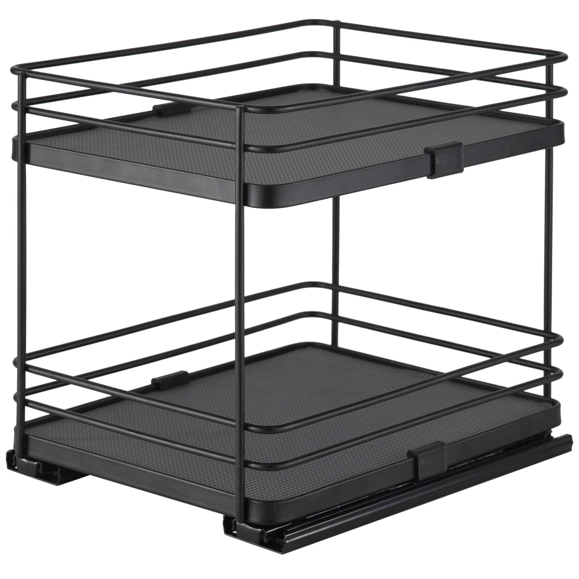 Organize It All Matte Black 2-Tier Slide Out Shelf Organizer